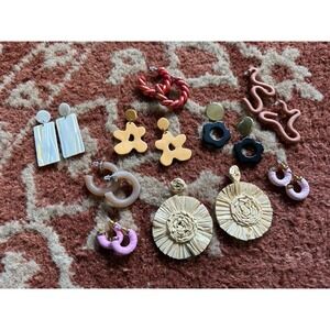 Lot‎ Of Nine Artsy Fun Funky Colorful Costume Earrings